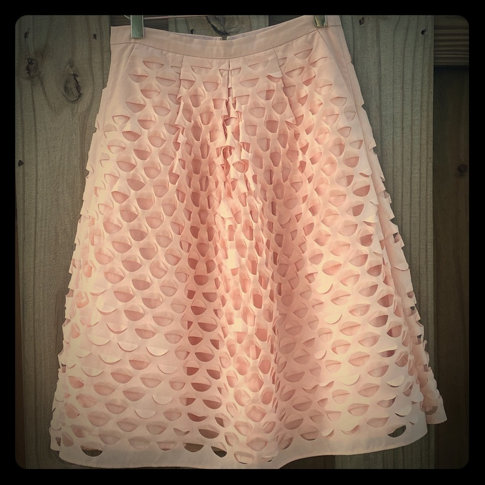 J. Crew // Lasercut Circle A-Line Midi Skirt Pink